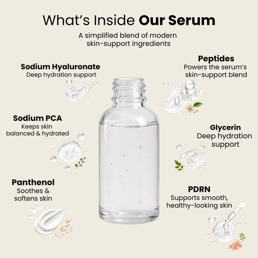 Key ingredients in Uchè Minerals PDRN Brightening Serum: PDRN, peptides, sodium hyaluronate, panthenol, sodium PCA and glycerin for deep hydration and skin support